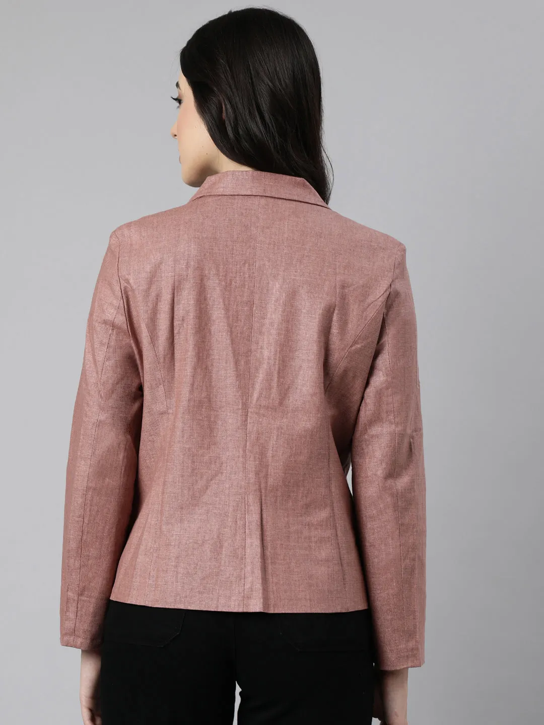 Outdoor Activity Women's Brown Notched Lapel Collar Single Breasted Slim-Fit Blazer
