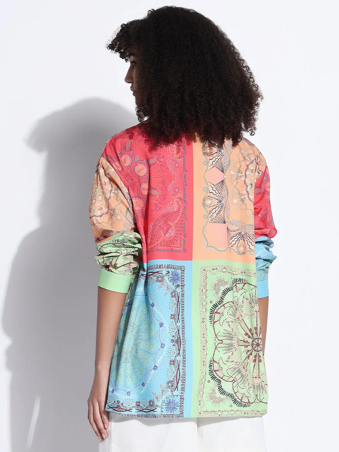 Sleeveless Women's Colourblocked Multi Oversized Shirt