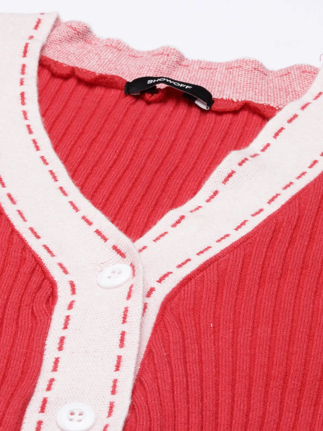Women's Coral V-Neck Fron Open Sweater Warm Essentials Cold Warmth