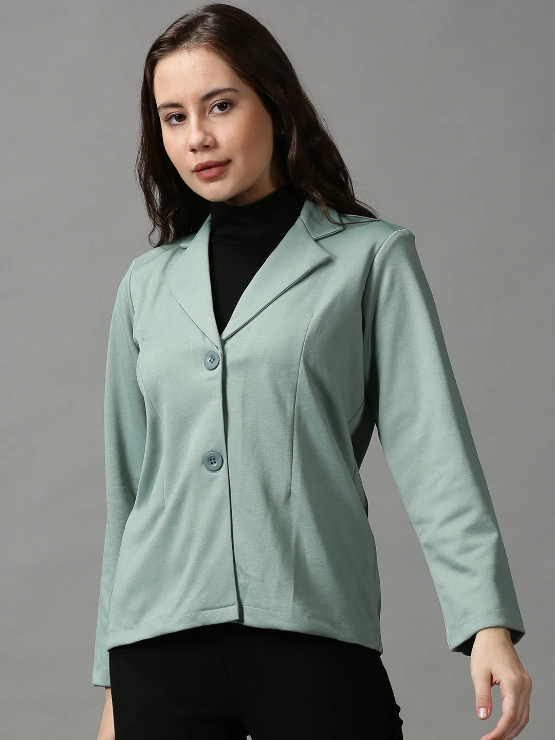 InterchangeablePanels Women's Green Open Front Blazer