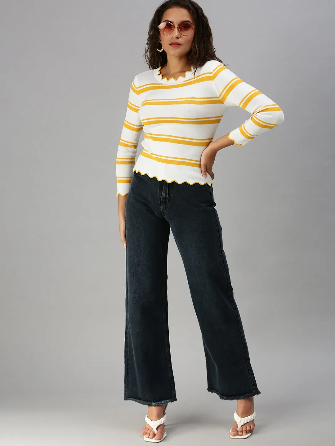 Refined Detail Everyday Motion Women's Grey Wide Leg High-Rise Denim Jeans