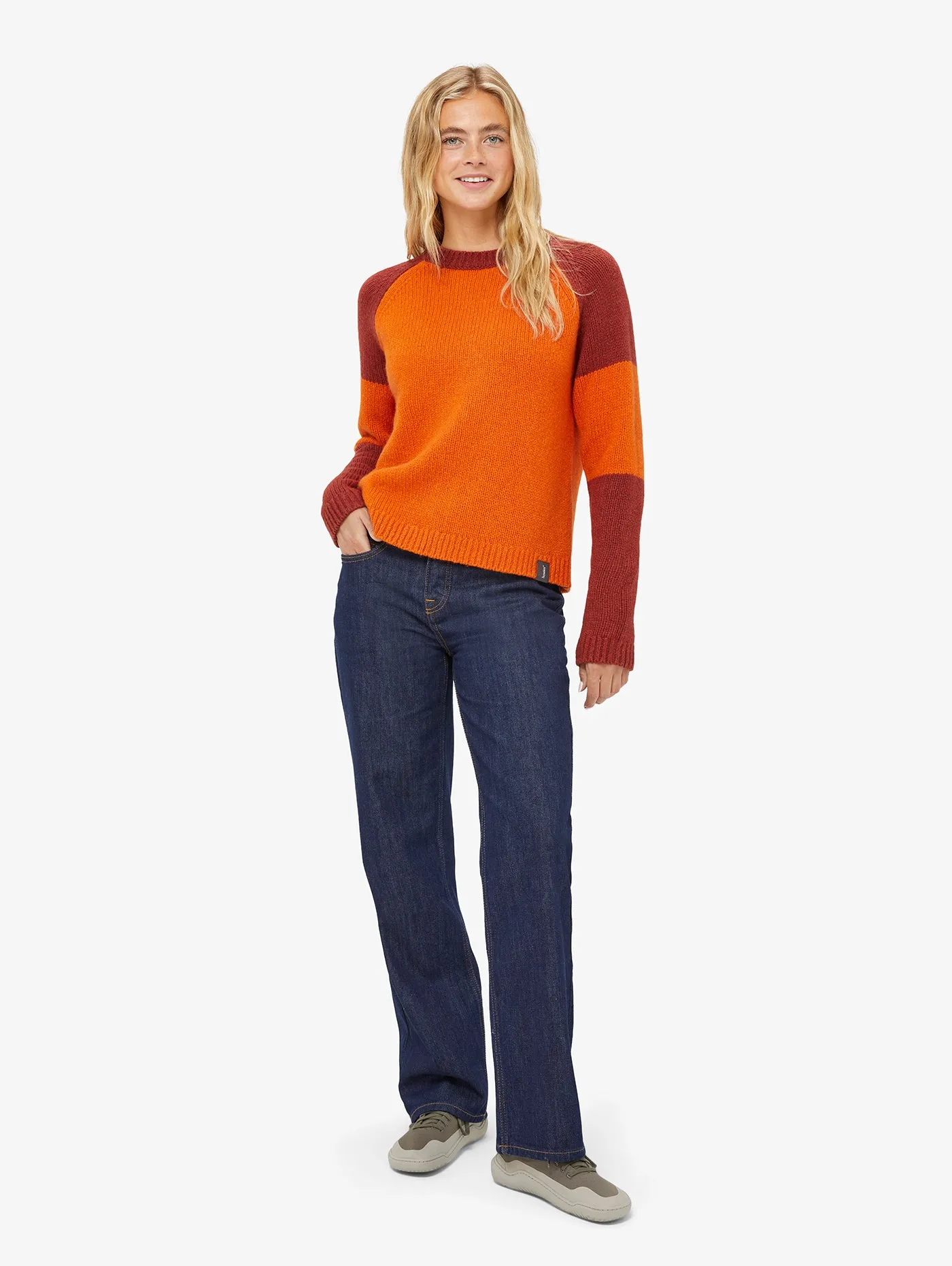 Women's Mabli Knitted Crew Neck Sweater scarf accents