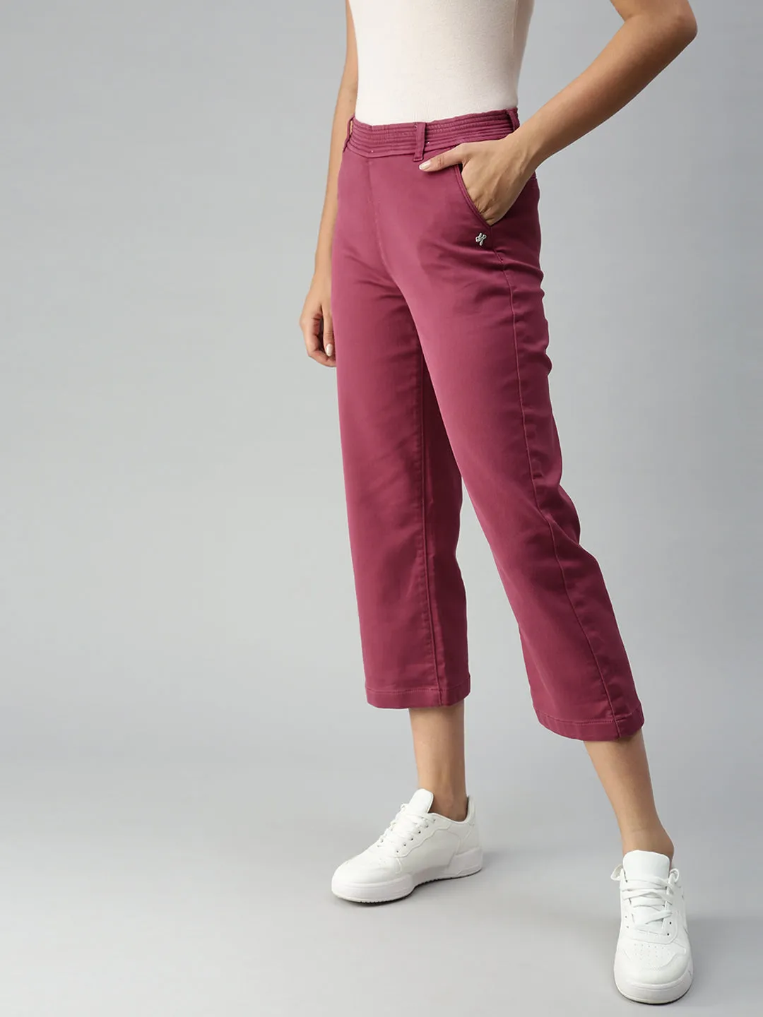 Sleek Comfort Women's Mauve Straight Fit High-Rise Stretchable Jeans