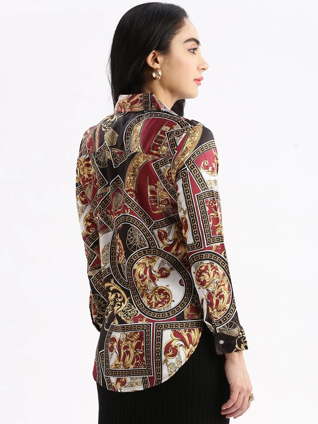 Women's Multi Standard Slim Fit Floral Opaque Printed Casual Shirt Comfy Look Effortless Layer