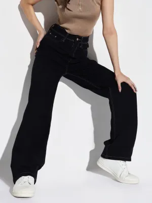 Function Fit Women's Navy Blue Comfort Wide Leg Stretchable Jeans