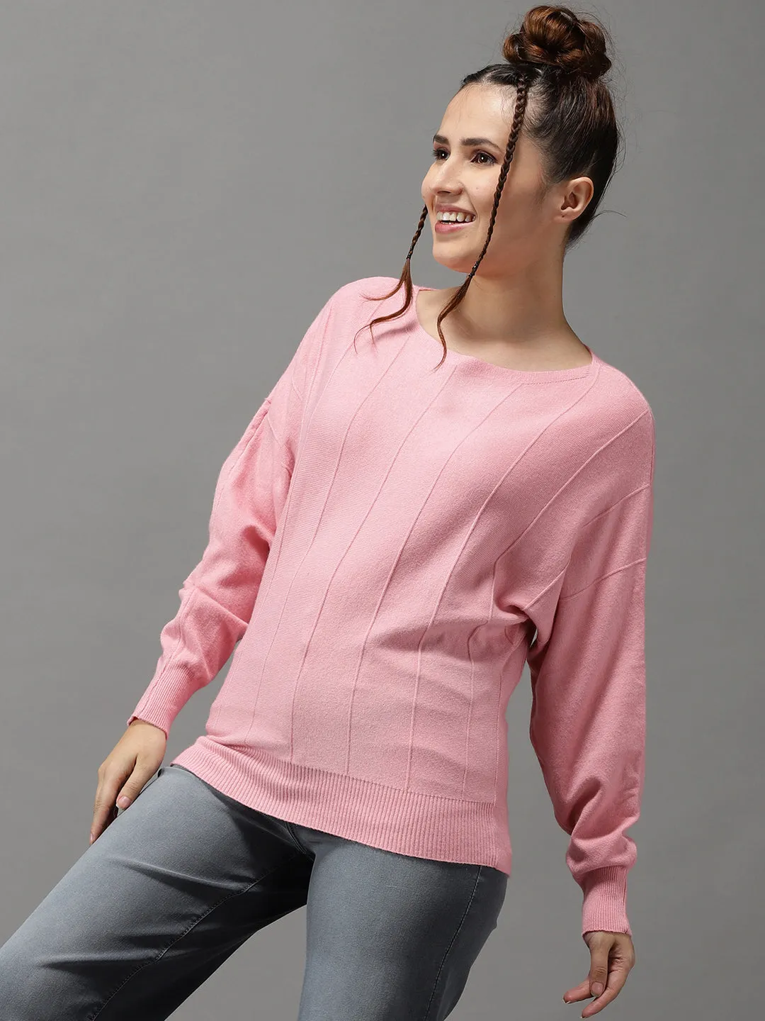 Seasonal Comforted Odor Resistant Fabric Women's Pink Striped Pullover