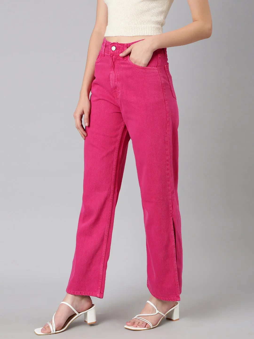 Artist Vibe Smooth Women's Pink Wide Leg Denim Jeans