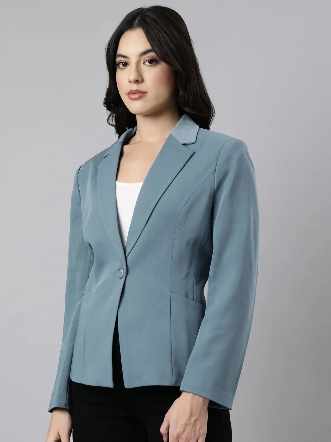 Women's Sea Green Single-Breasted Blazer Ripstop Reinforcement