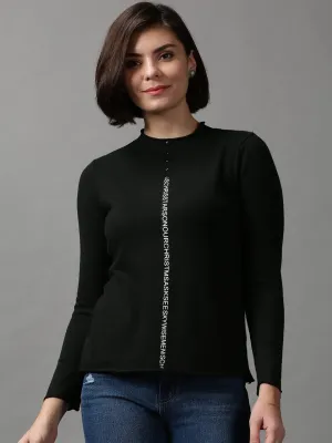 Women's Solid Black Sweater ShapeRetention Fabric Snug Style