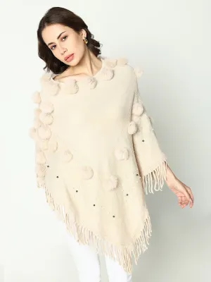 Day Layer Layer Trend Women's Solid Cream Longline Poncho