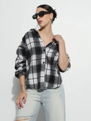 Women's Tartan Checks Black Oversized Shirt Urban Style Trend