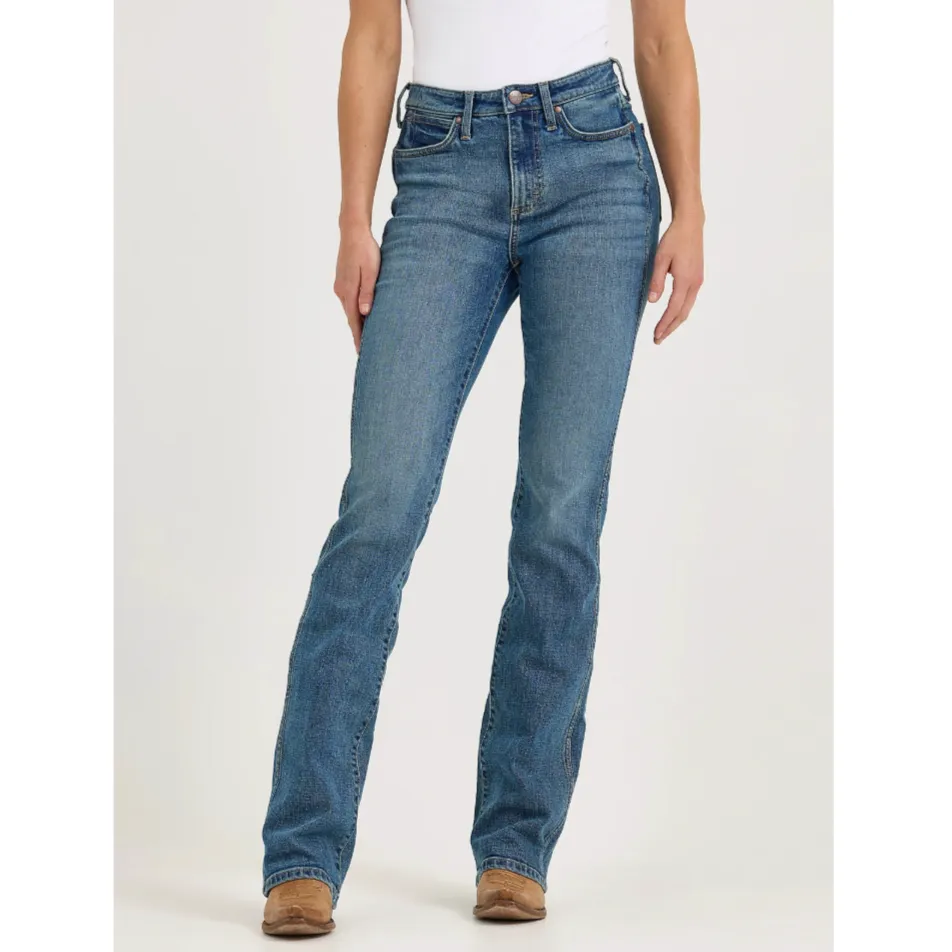 Wrangler Retro Women's Bailey High Rise Bootcut Jean in Natalia Artist Vibe Durable
