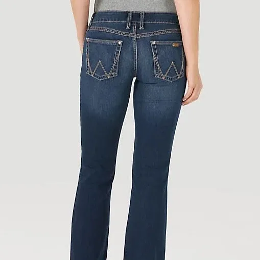 Wrangler Retro Women's Mae Mid-Rise Boot Cut Jean in HT Wash Anytime Wear Trendy Wear