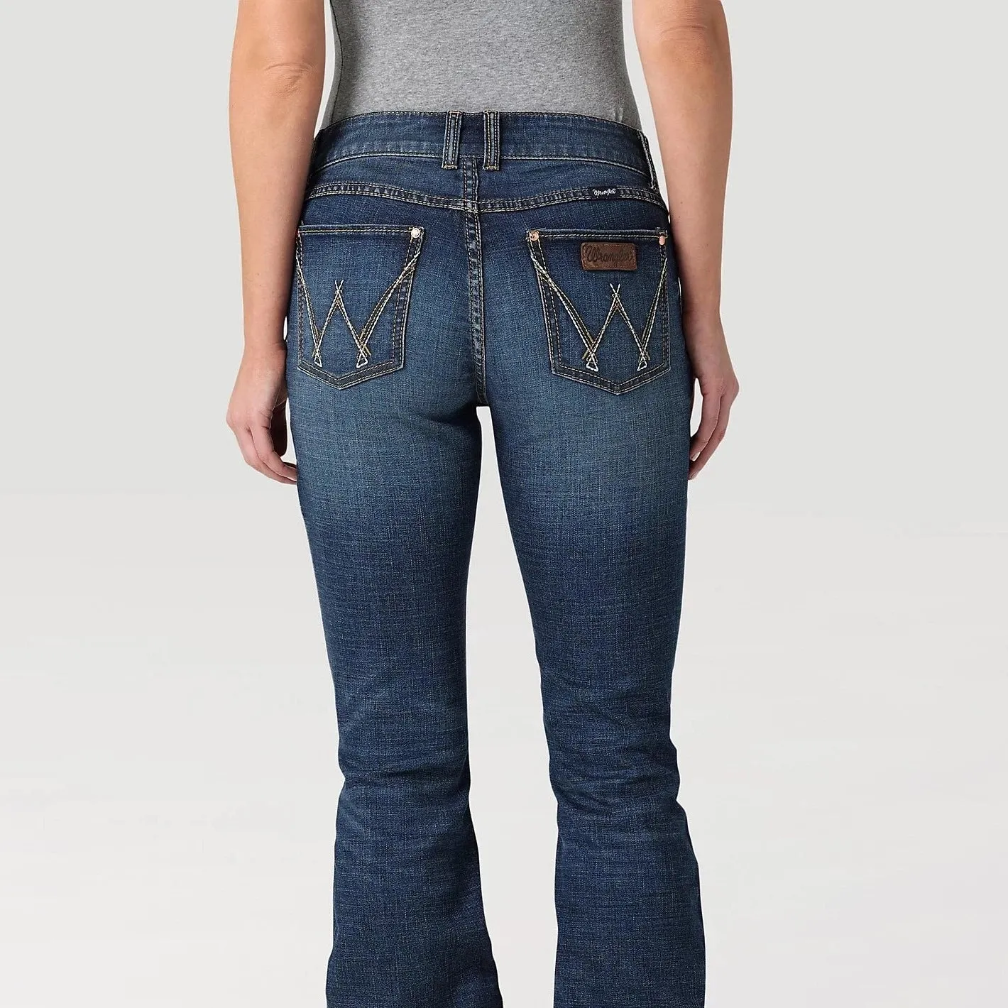 Wrangler Retro Women's Mae Mid Rise Bootcut Jean in Dark Blue (Available in Regular & Plus Sizes) Anti Sagging Technology