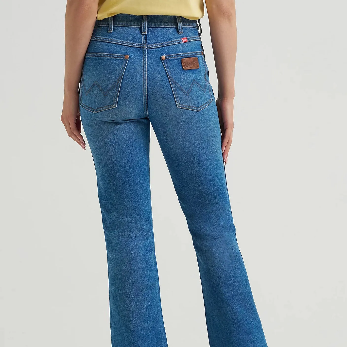 Unisex Fit Built For Life Wrangler Retro x Coors Women's Bailey High Rise Flare Jean in Golden Blue