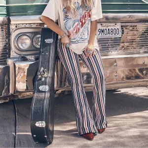 Wrangler x Lainey Wilson Striped Flare Jean in Star Spangled Stripe Premium Look