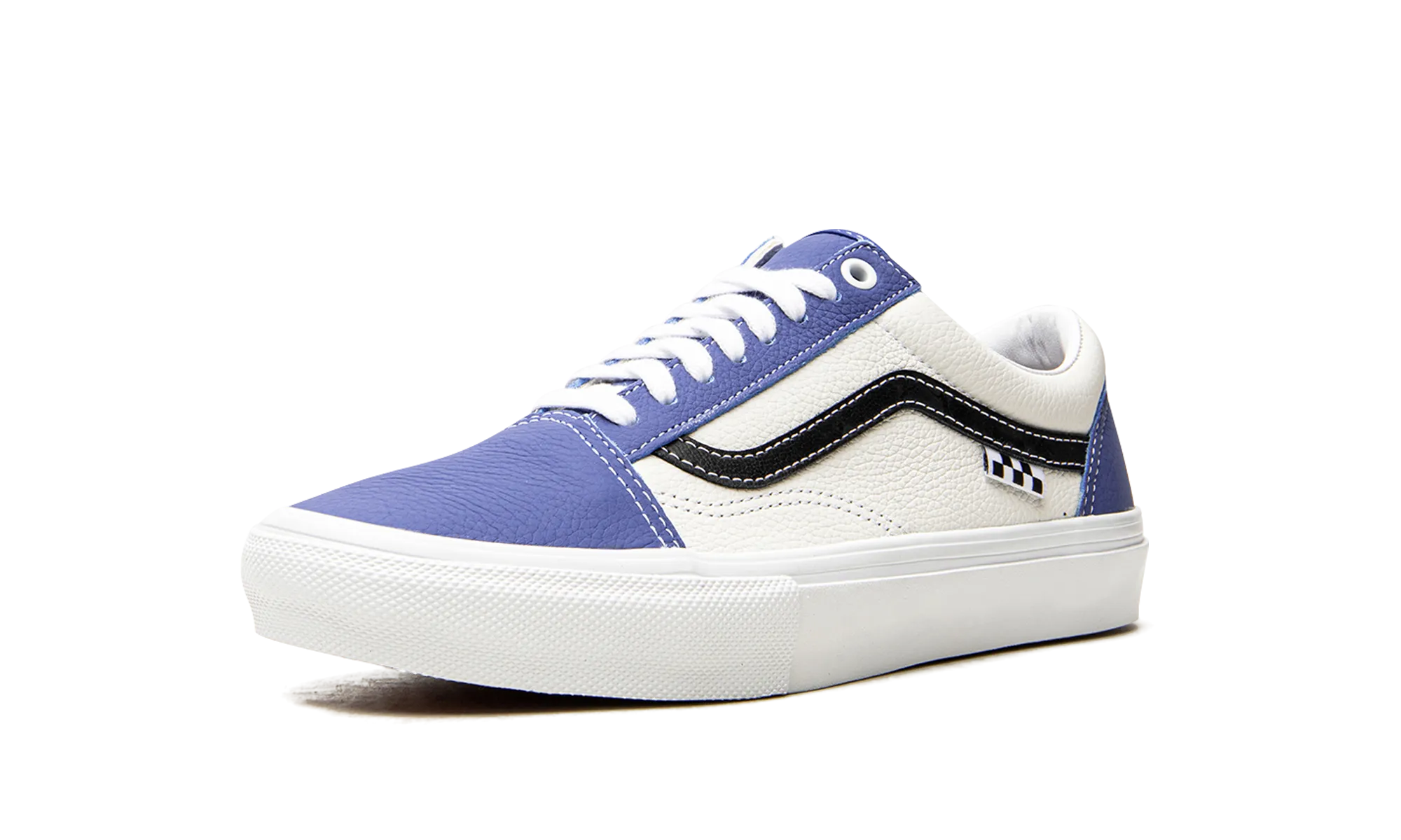 Skate Old Skool "Sport Leather - Blue / White" Boho Free Fur Trim