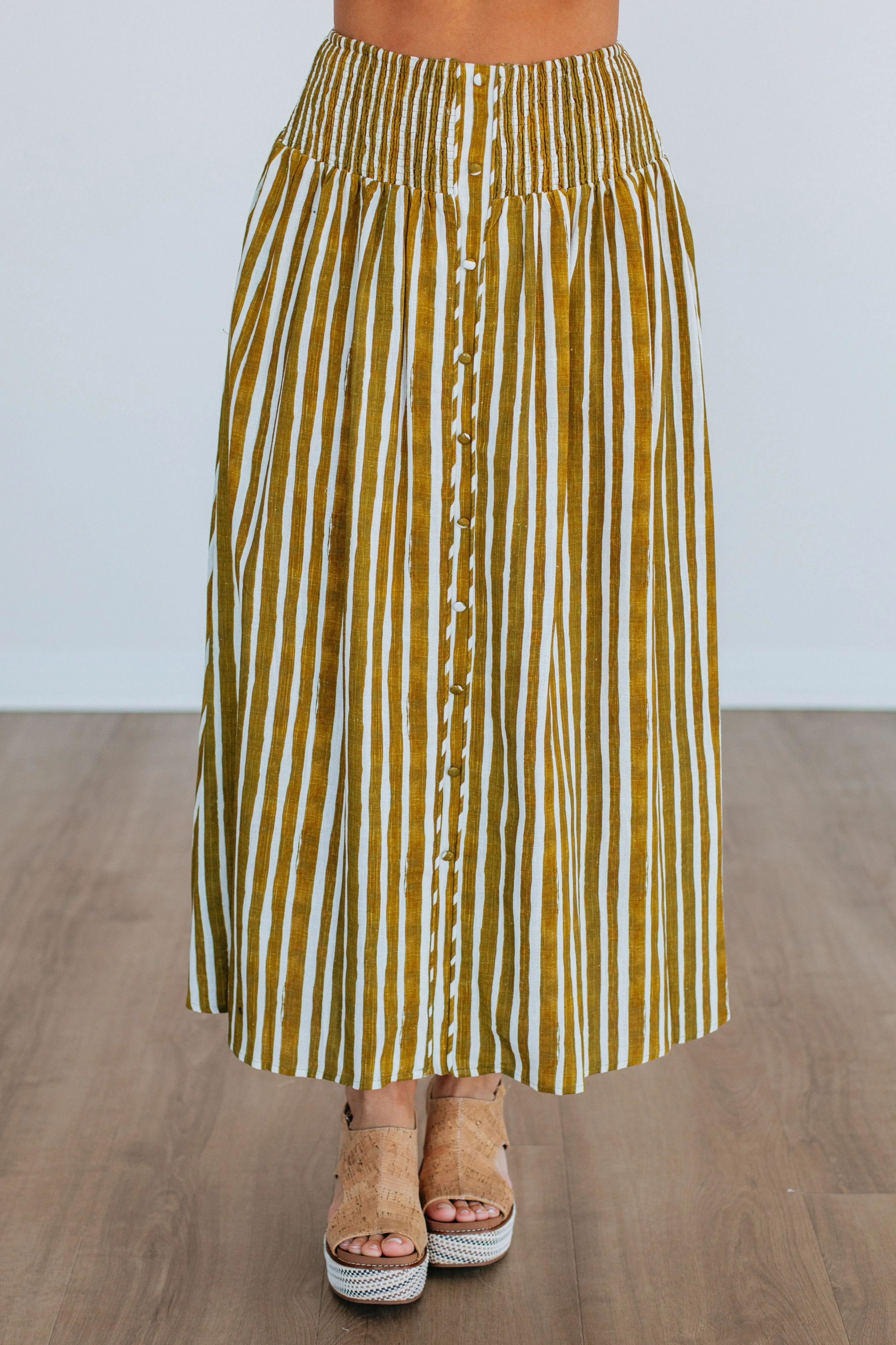 Fresh Texture Fashion Details Zoya Striped Skirt - Lemongrass Mix